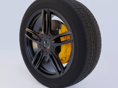 Wheel 3D model with tire 3D model