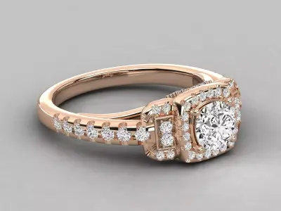 Luxury Halo Engagement Ring CAD Designs Collection for Jewellery 3D print model