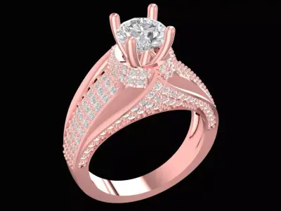 Luxury Halo Diamond Engagement Ring for Women  2693 3D print model