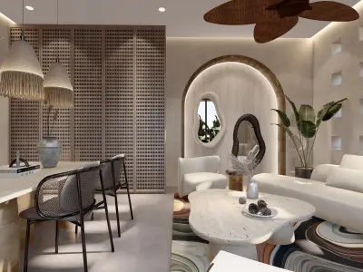 Wabi sabi style modern vacation apartement sketchup design 3D model