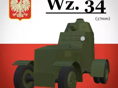 Wz34 armoured car Low-poly 3D model