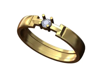 True T diamond solitaire ring US sizes 5to9 3D print model