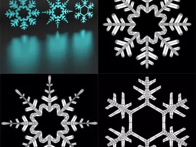 SnowflakeRenderPack snowflakes Free low-poly 3D model
