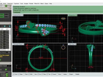 Minimal Heart diamond ring 147-MW 3D print model