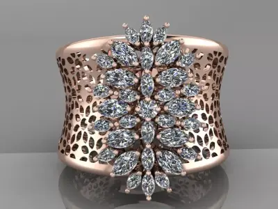 Rose Gold Women Diamond Ring 3D print model 3D print model 14