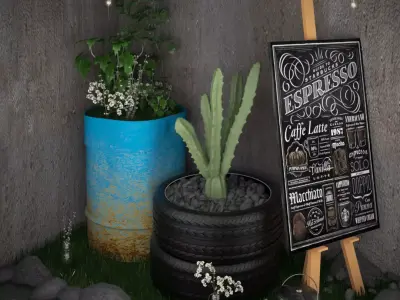 Decoration set for coffee shop  3D model