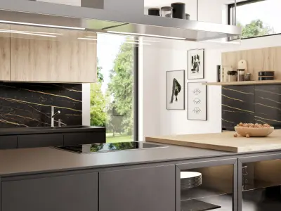 Black modern kitchen 3D model