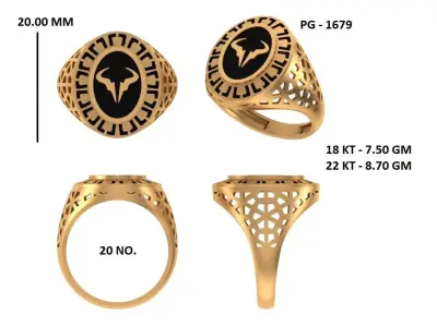 Elegant Mens Signet Ring Royal and Symbolic Design Luxury 3D print model