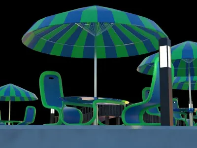 Exterior Beach Resort Scene File 3D model Free 3D model