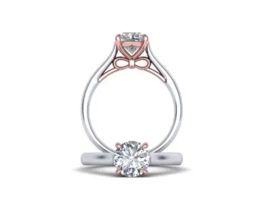 7mm 4prong Bow design Classic Engagement ring 3dmodel  N10314 3D print model