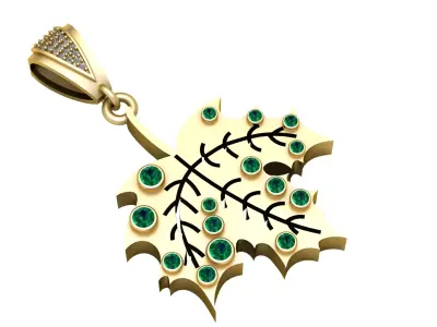 Emerald Leaf Pendant 3D print model