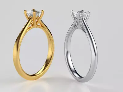 4mm diamond princess gold rings 3D print model