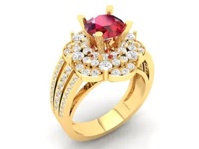 Luxury Multi Halo Gemstone Ring for Women  450 3D print model