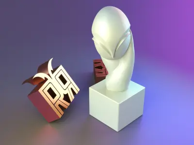 Golden Abstract Owl 3D print model