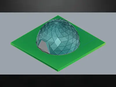 Dome steel structure glass panels large entry Low-poly 3D model