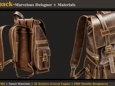Backpack-MD-Clo3d-3 Smart Material-4K Textures - OBJ- FBX 3D model