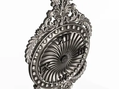 Classic Wall Clock 011 Chrome Low-poly 3D model