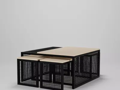 Coffee Table Set 100 x 100 x 50  Low-poly 3D model