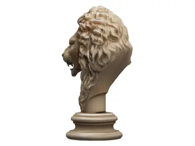 Lion Head Sculpture Animal Statue 3D model