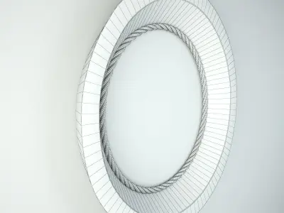 Vintage Wood Barrel Bowl Mirror 3D model