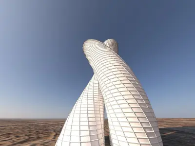 Glass twin tower 3D model