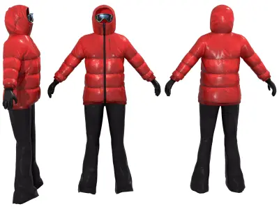 Ski Outfit Low-poly 3D model