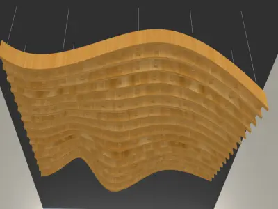 Parametric Wavy Wooden Suspended Ceiling with Grasshopper 3D model