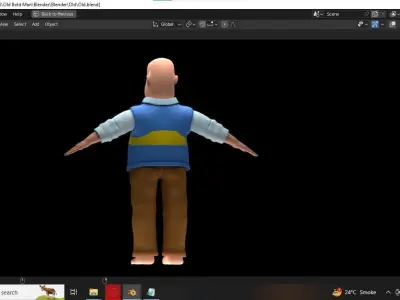 Old Bald Man Low-poly 3D model
