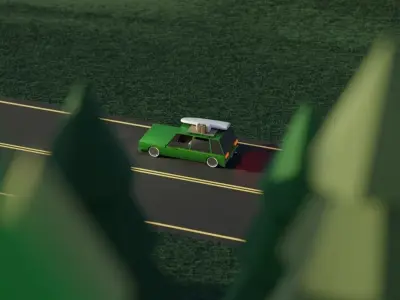 Low Poly Station Wagon Road Trip Low-poly 3D model