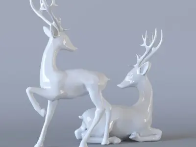 Deer Figurines - 2 set 3D model