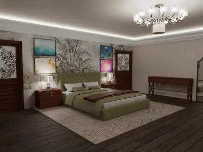 Luxury Modern Bedroom 3D Model Low-poly 3D model