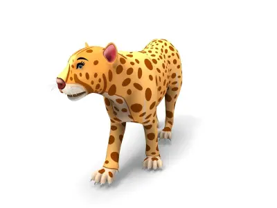 3D Cartoon Leopard Rigged Model  Low-poly 3D model