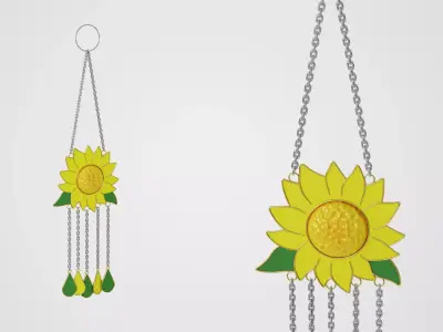 Sunflower Wind Chime Low-poly 3D model