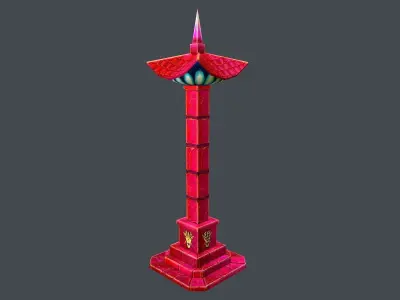 Low Poly Stylize Pillar Red Low-poly 3D model