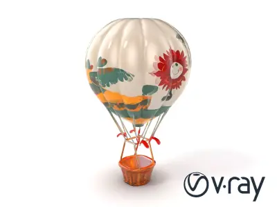 Festive Balloon with Artwork and Basket model pack Low-poly 3D model