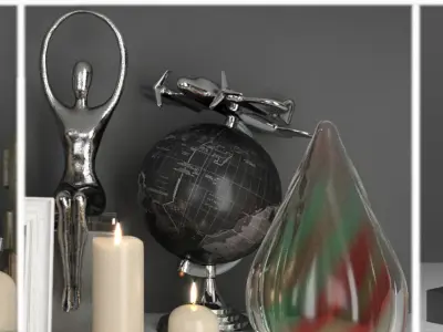 Decorative set of vases and figurines 3D model