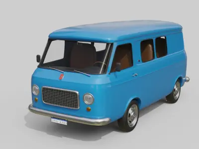 Realistic Vintage Transport Van High-Detail Game-Ready Asset Low-poly 3D model