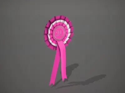 21st Birthday Rosette Badge Low-poly 3D model
