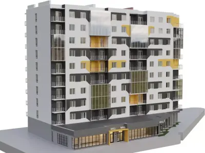 Multi-storey residential building 3D model