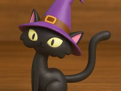 Cartoon Witch Cat Decoration 3D print model