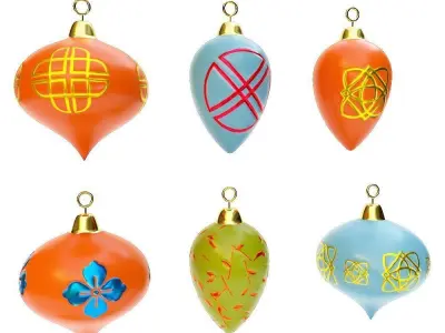 Christmas tree ball 3d model set1  Low-poly 3D model