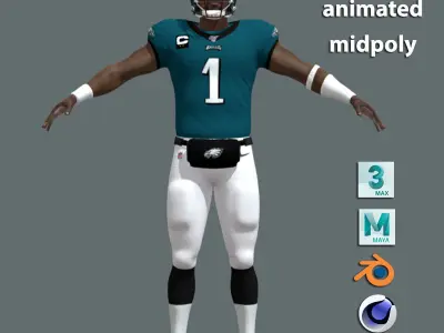 T-Pose Rigged Jalen Hurts Philadelphia Eagles NFL 3D model