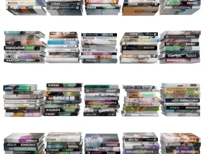 Books 150 pieces 1-5-2 Low-poly 3D model