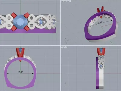 woman ring 3D print model 3