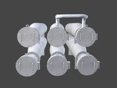 Tube Heat Exchanger Low-poly 3D model