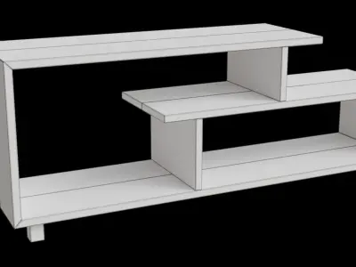 Mid Century Modern Amber Asymmetrical Tv Stand Low-poly 3D model