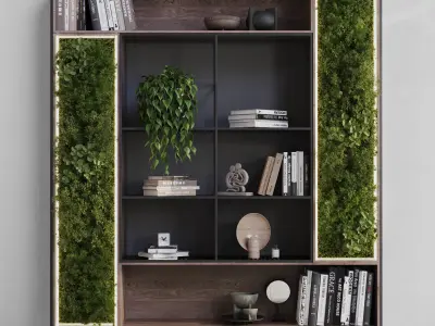 Metal Shelves Decorative With Plants and Book  Low-poly 3D model