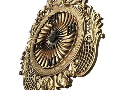 Classic Wall Clock 03 Gold Low-poly 3D model