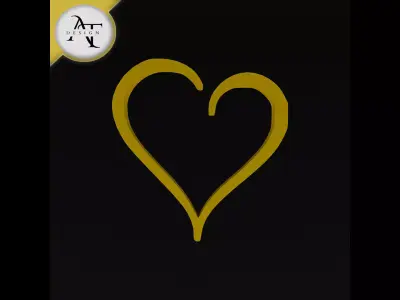 Simple Heart Symbol - 2D Art Free 3D print model 9