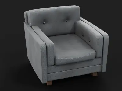 Fabric Armchair Low-poly 3D model